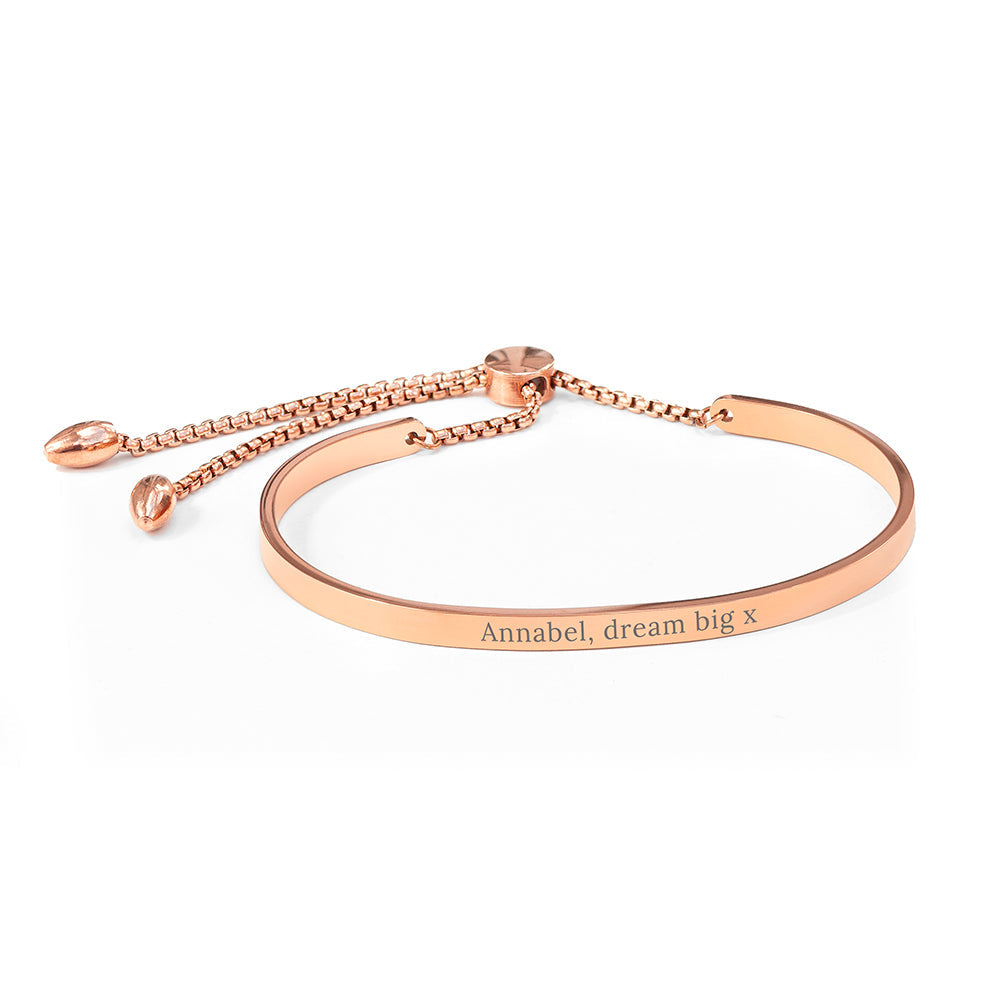Personalised Rose Gold Affirmation Bangle Bracelet: 4 - Bracelets By Gift Moments