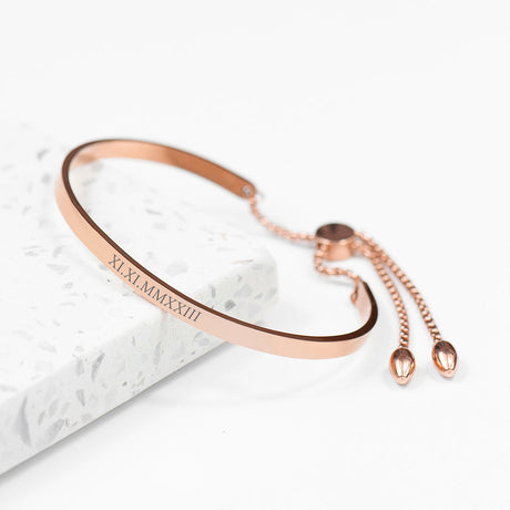 Personalised Rose Gold Affirmation Bangle Bracelet: 2 - Bracelets By Gift Moments