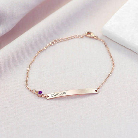 Personalised Rose Gold Birthstone Swarovski Crystal Bracelets: 24 - February - Bracelets By Gift Moments