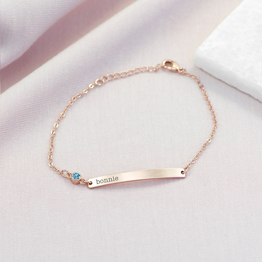 Personalised Rose Gold Birthstone Swarovski Crystal Bracelets: 20 - March - Bracelets By Gift Moments