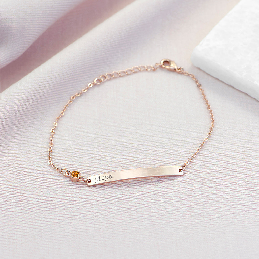 Personalised Rose Gold Birthstone Swarovski Crystal Bracelets: 21 - November - Bracelets By Gift Moments