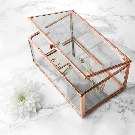 Personalised Rose Gold Glass Jewellery Boxes: 7 - Etched - Jewellery Boxes By Gift Moments
