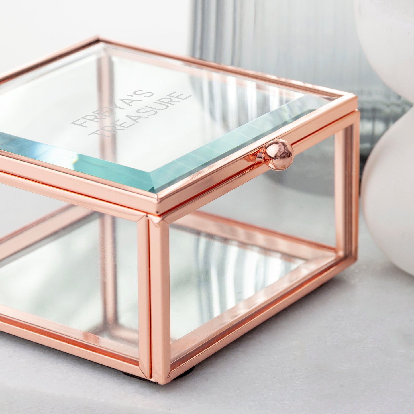 Personalised Rose Gold Glass Trinket Boxes: 8 - Trinket Boxes By Gift Moments