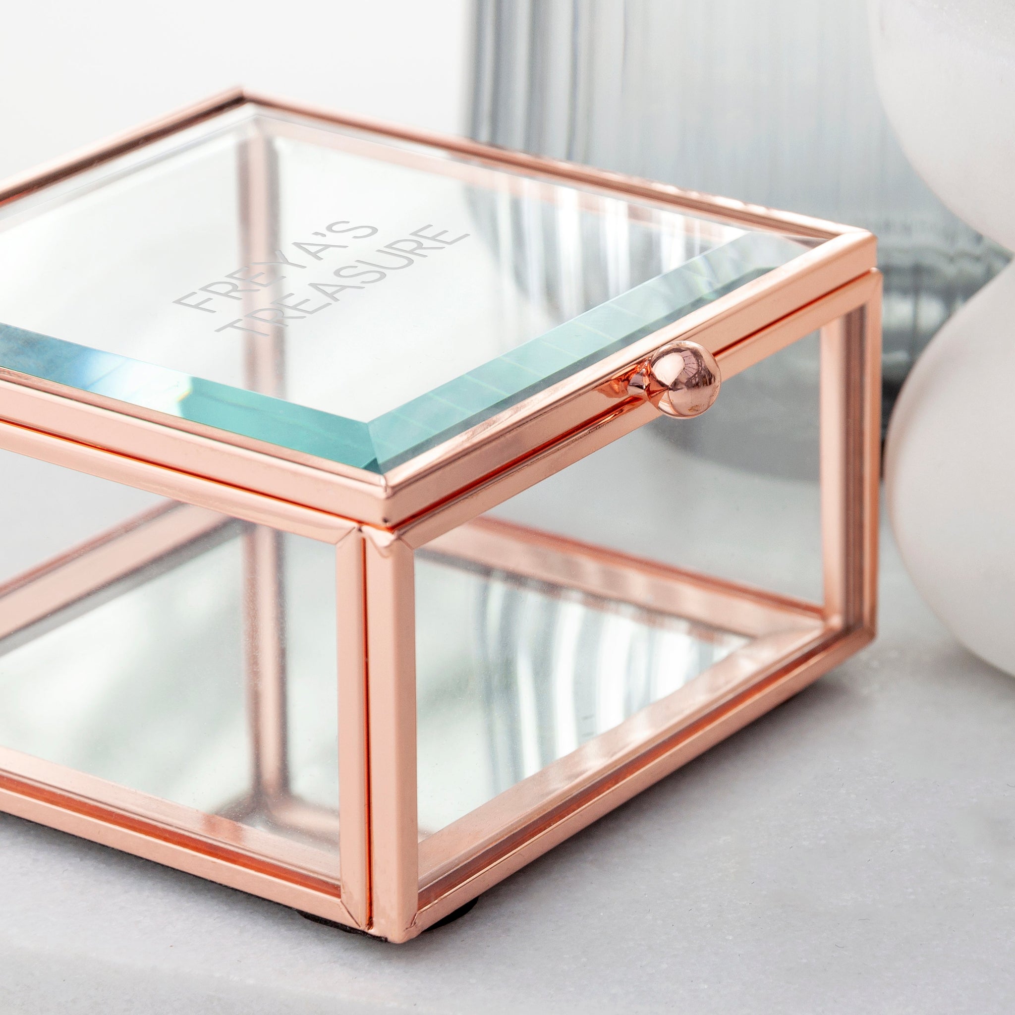 Personalised Rose Gold Glass Trinket Boxes: 8 - Trinket Boxes By Gift Moments