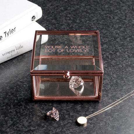 Personalised Rose Gold Glass Trinket Boxes: 3 Trinket Boxes By Gift Moments
