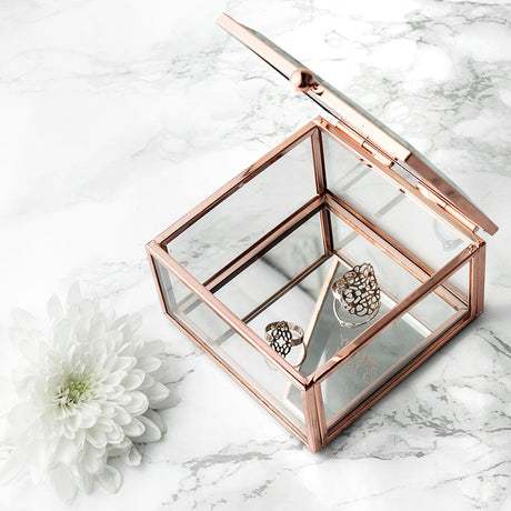 Personalised Rose Gold Glass Trinket Boxes: 4 Trinket Boxes By Gift Moments