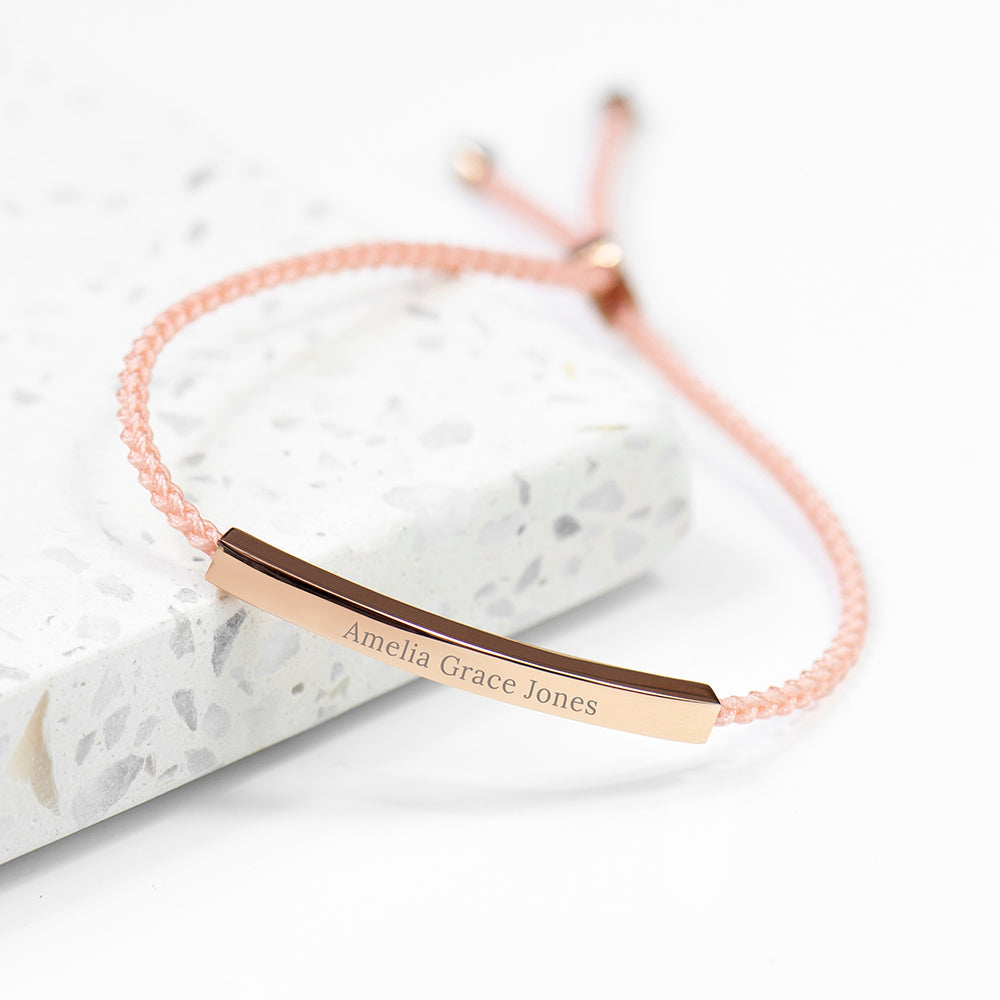 Personalised Rose Gold Identity Rope Bracelet: 1 - Bracelets By Gift Moments
