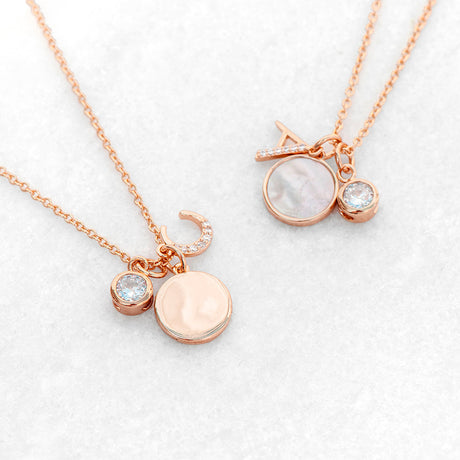Personalised Rose Gold Initial Necklace with Mother of Pearl: 8 - Necklaces By Gift Moments