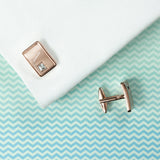 Personalised Rose Gold Plated Cufflinks With Crystal: 5 Cufflinks & Tie Slides By Gift Moments