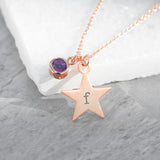 Personalised Rose Gold Star Birthstone Necklaces: 22 - Necklaces By Gift Moments