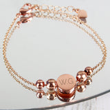 Personalised Rose Gold Tone Initials Disc Bracelet: 1 - Bracelets By Gift Moments