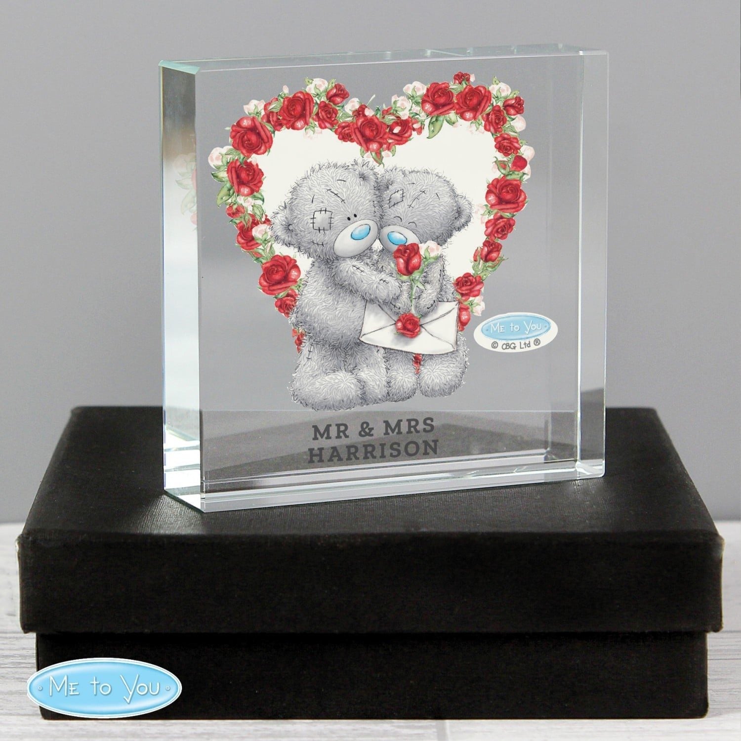 Personalised Me to You Rose Heart Crystal Token: 1 - Crystal Tokens