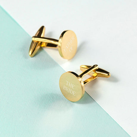 Personalised Round Gold Plated Cufflinks: 3 Cufflinks & Tie Slides By Gift Moments