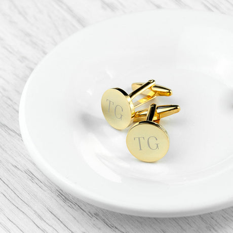 Personalised Round Gold Plated Cufflinks: 4 Cufflinks & Tie Slides By Gift Moments