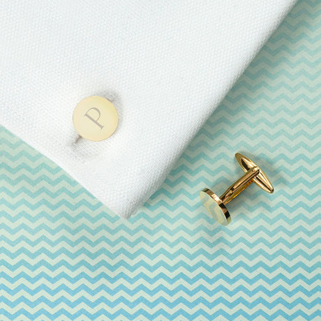 Personalised Round Gold Plated Cufflinks: 6 Cufflinks & Tie Slides By Gift Moments