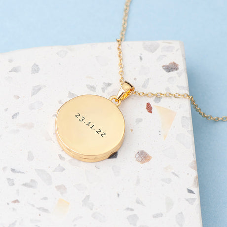 Personalised Round Photo Locket Pendant Necklaces: 1 - Gold - Necklaces By Gift Moments