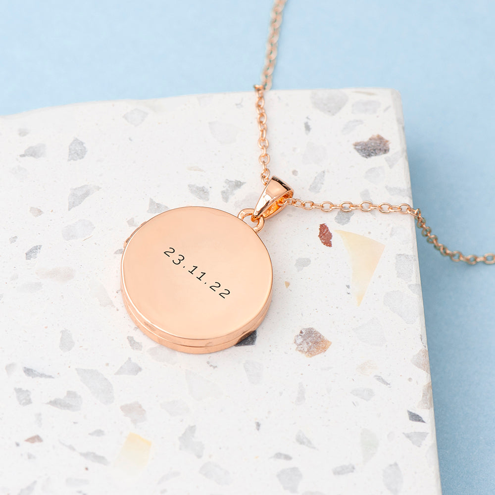 Personalised Round Photo Locket Pendant Necklaces: 3 - Rose Gold - Necklaces By Gift Moments