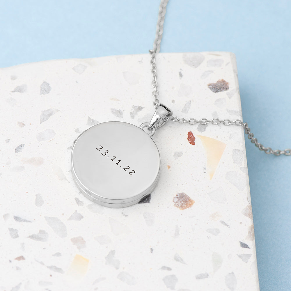 Personalised Round Photo Locket Pendant Necklaces: 2 - Silver - Necklaces By Gift Moments