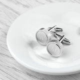 Personalised Round Rhodium Plated Cufflinks: 3 - Cufflinks & Tie Slides By Gift Moments