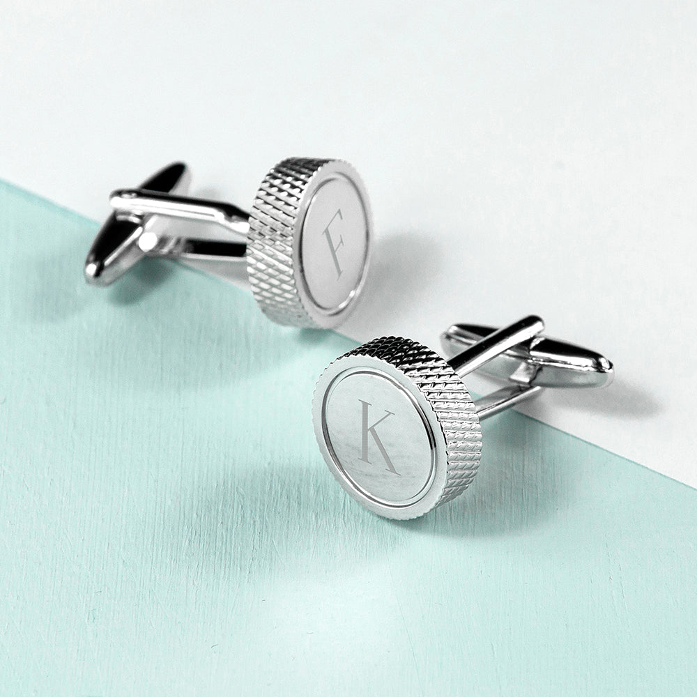 Personalised Round Rhodium Plated Cufflinks: 2 - Cufflinks & Tie Slides By Gift Moments