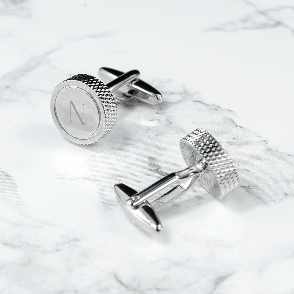 Personalised Round Rhodium Plated Cufflinks: 6 - Cufflinks & Tie Slides By Gift Moments