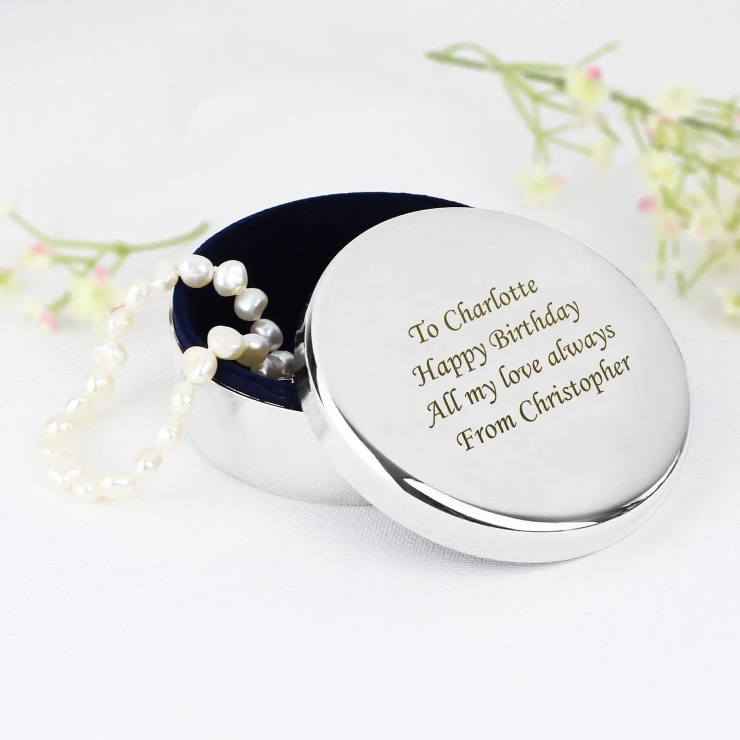 Personalised Round Trinket Box: 3 - Trinket Boxes By Gift Moments