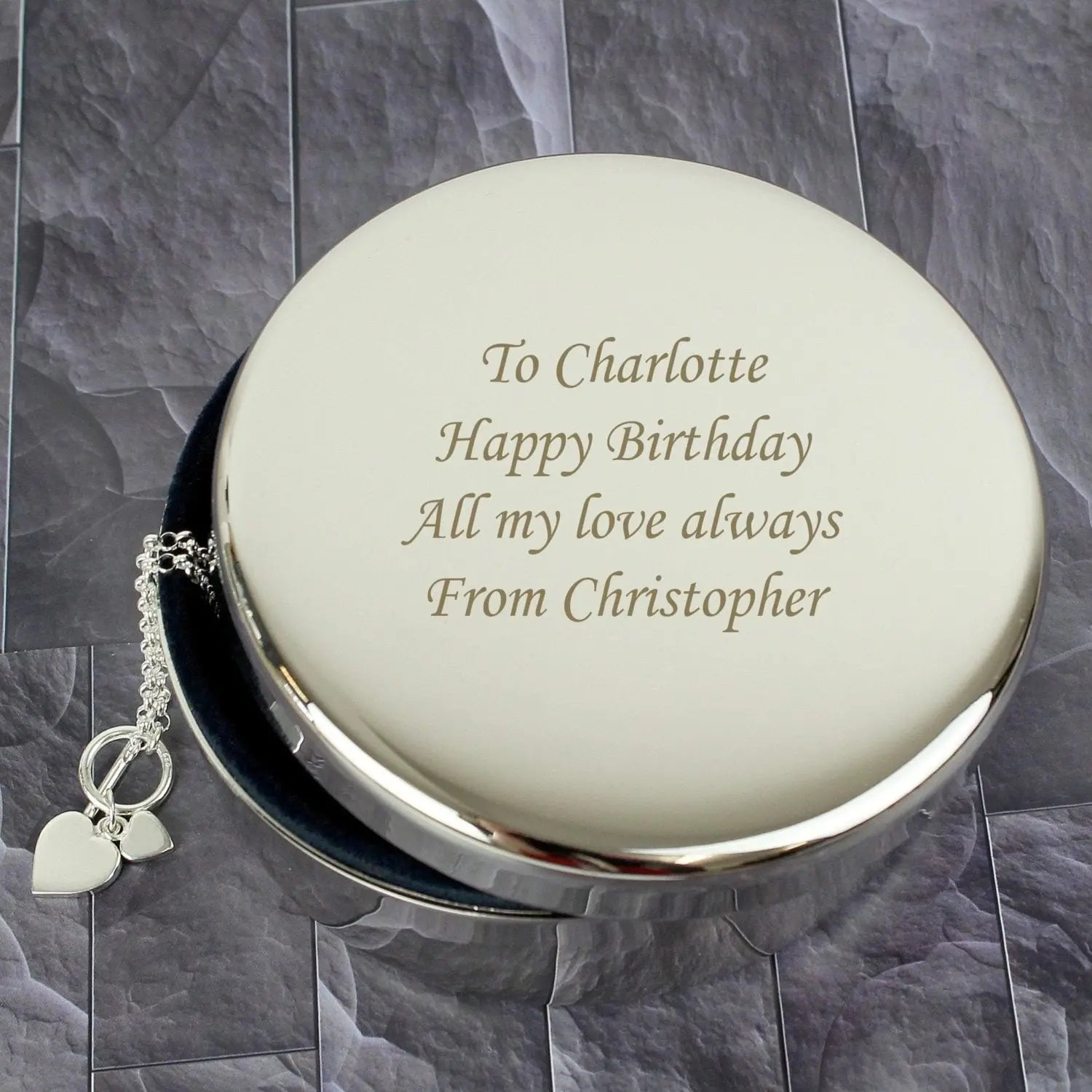 Personalised Round Trinket Box - Shop Trinket Boxes At Gift Moments - 2