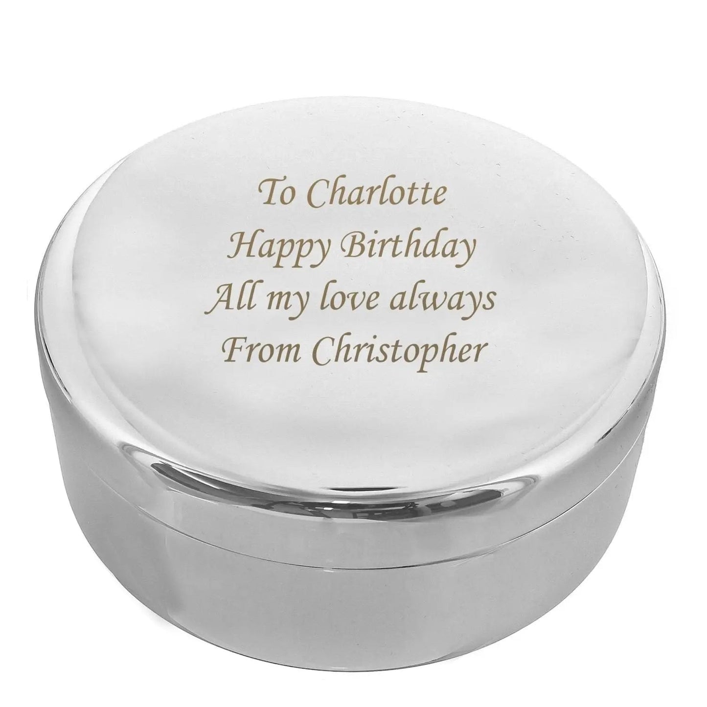 Personalised Round Trinket Box: 5 - Trinket Boxes By Gift Moments