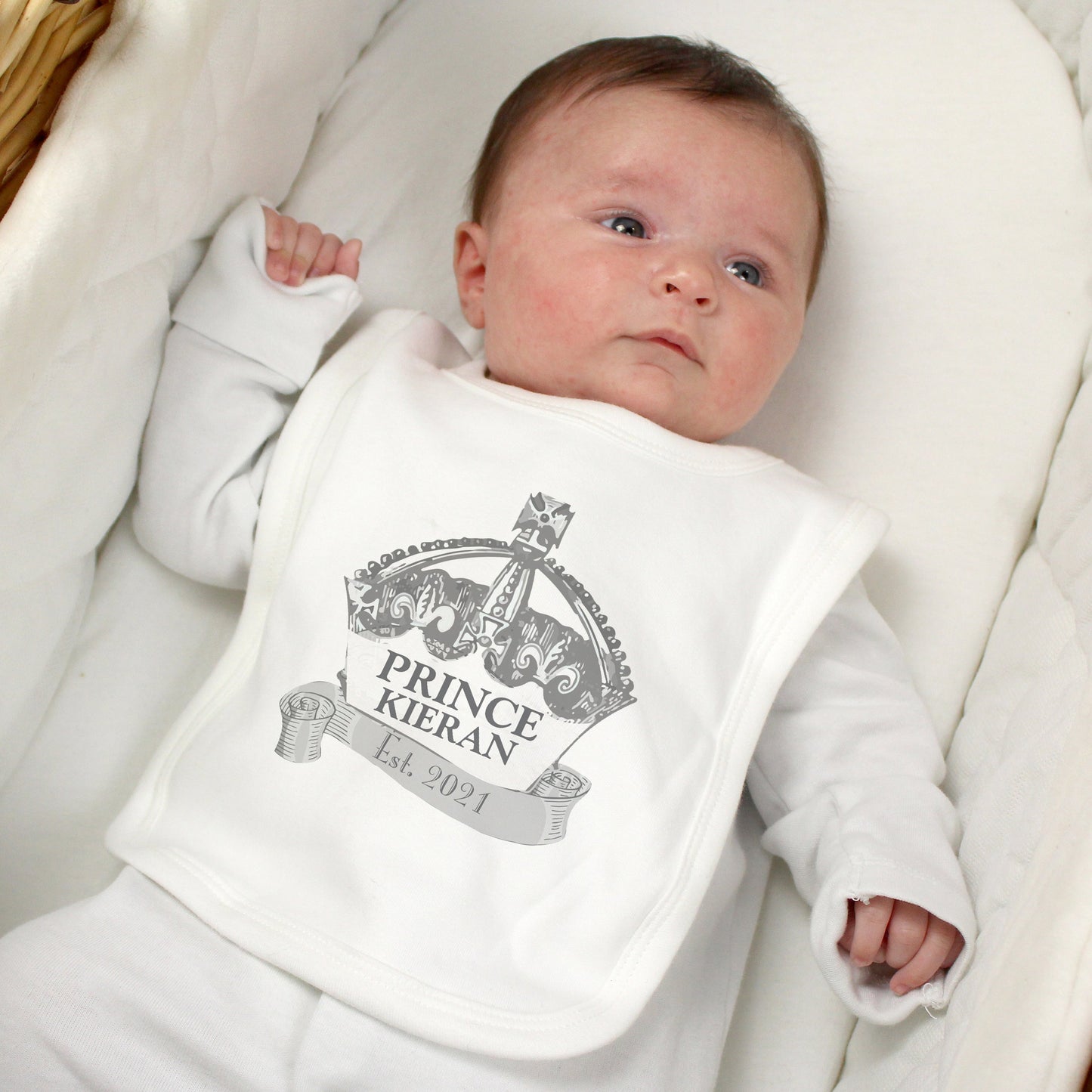 Personalised Royal Crown Bib: 1 - Baby Clothing By Gift Moments