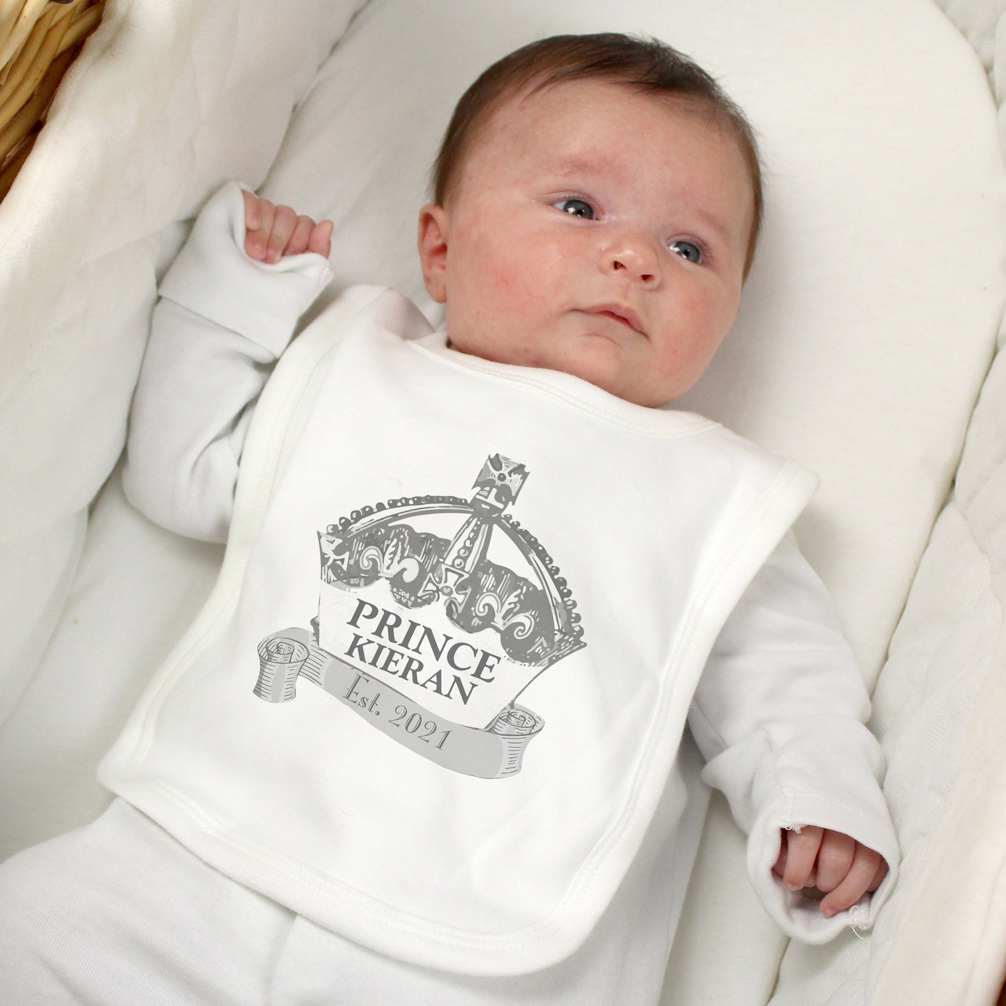 Personalised Royal Crown Bib: 1 - Baby Clothing By Gift Moments