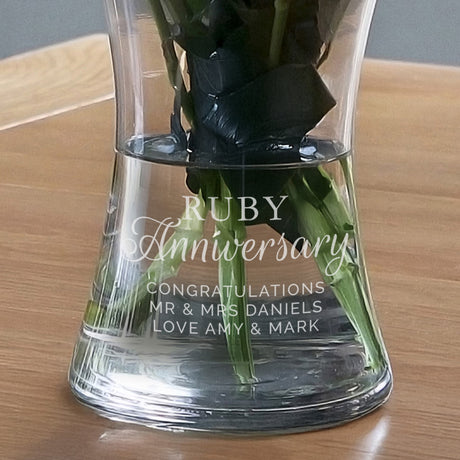 Personalised ’Ruby Anniversary’ Glass Vase: 3 - Vases By Gift Moments