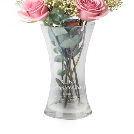 Personalised ’Ruby Anniversary’ Glass Vase: 4 - Vases By Gift Moments