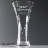 Personalised Ruby Anniversary Large Hand Cut Diamante Heart Vase: 4 - Vases By Gift Moments