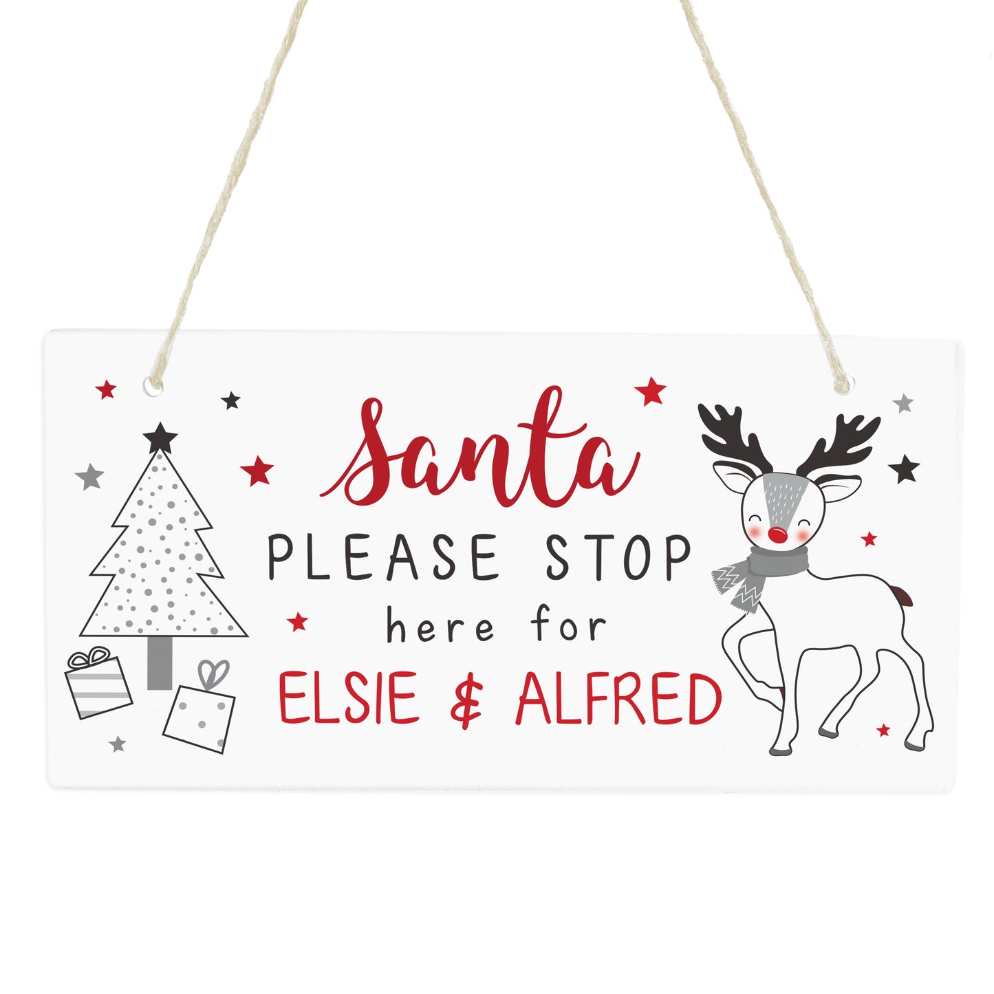 Personalised Rudolph Santa Please Stop Here Sign: 4 - Signs & Plaques By Gift Moments