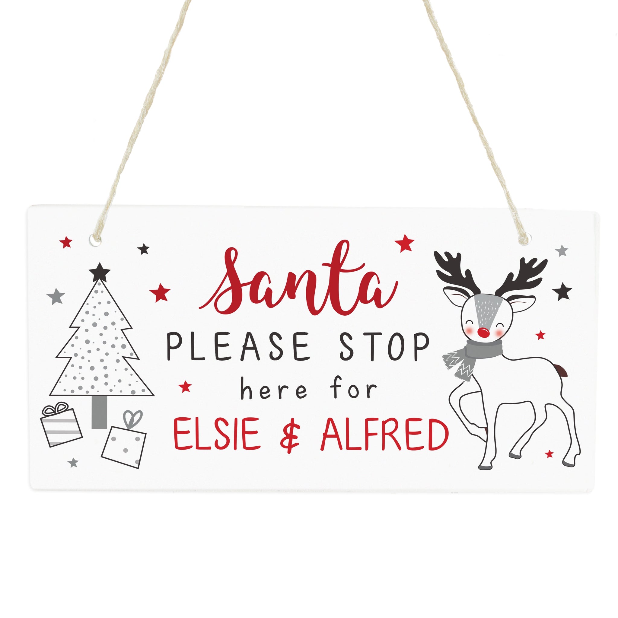 Personalised Rudolph Santa Please Stop Here Sign: 4 - Signs & Plaques By Gift Moments