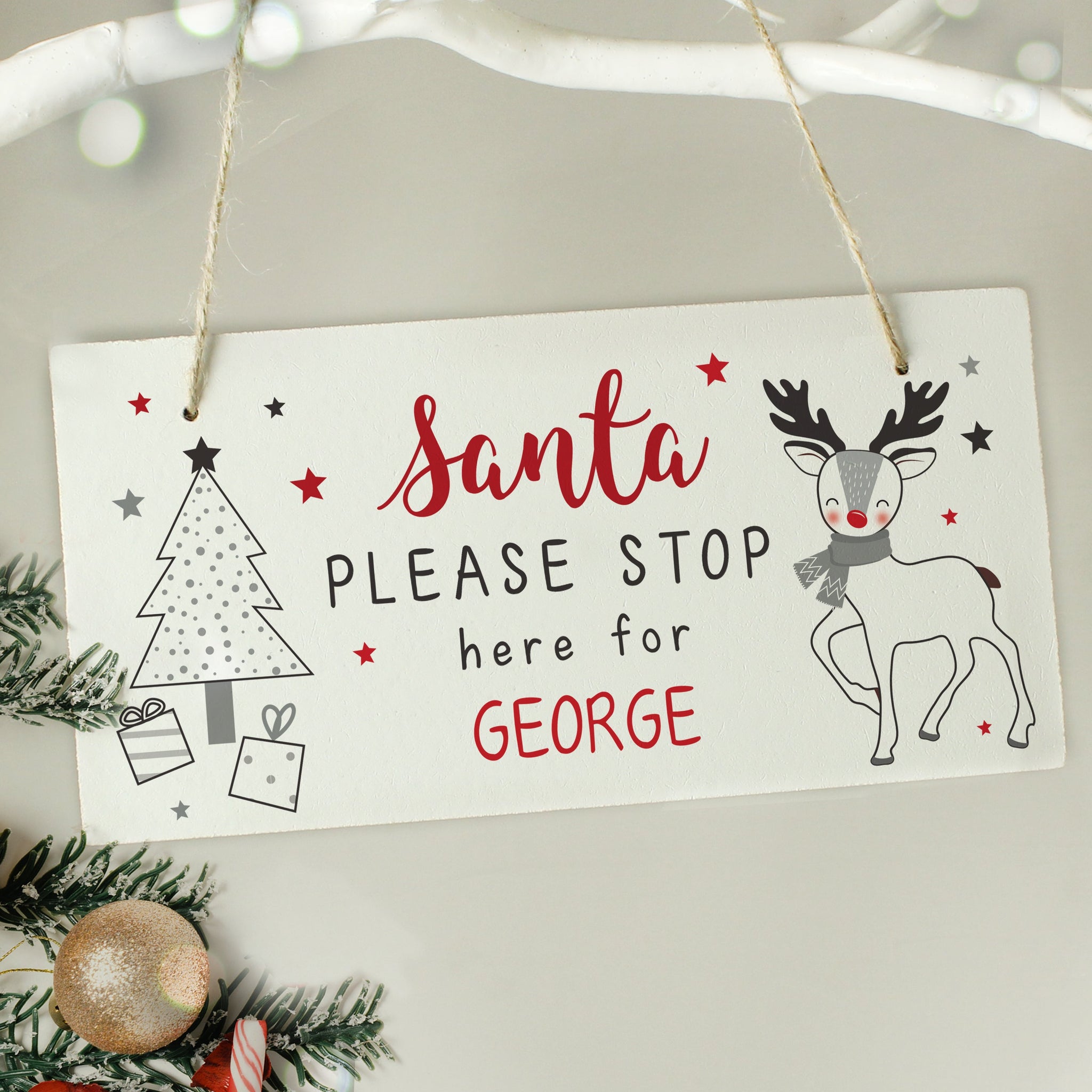 Personalised Rudolph Santa Please Stop Here Sign: 2 - Signs & Plaques By Gift Moments
