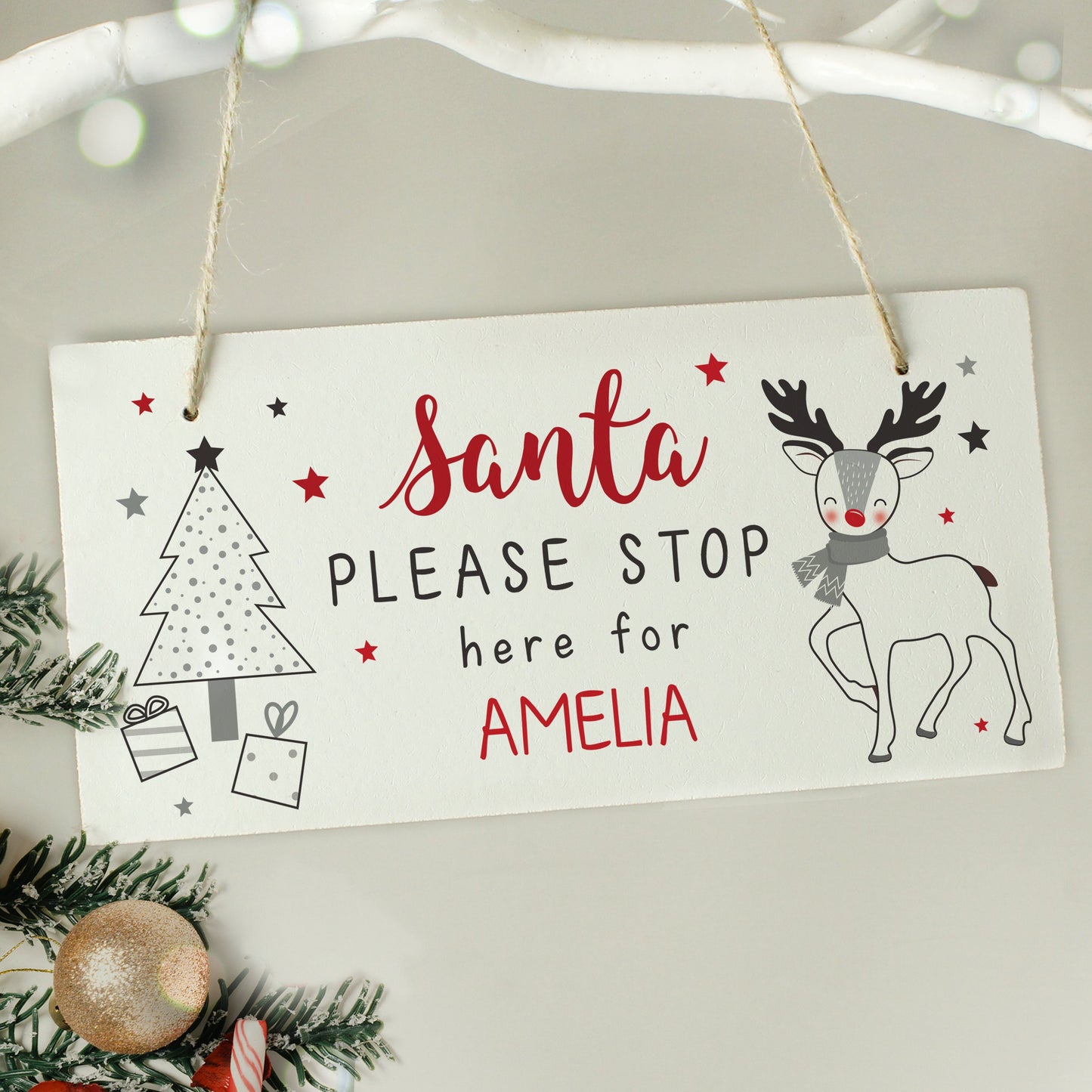 Personalised Rudolph Santa Please Stop Here Sign: 3 - Signs & Plaques By Gift Moments