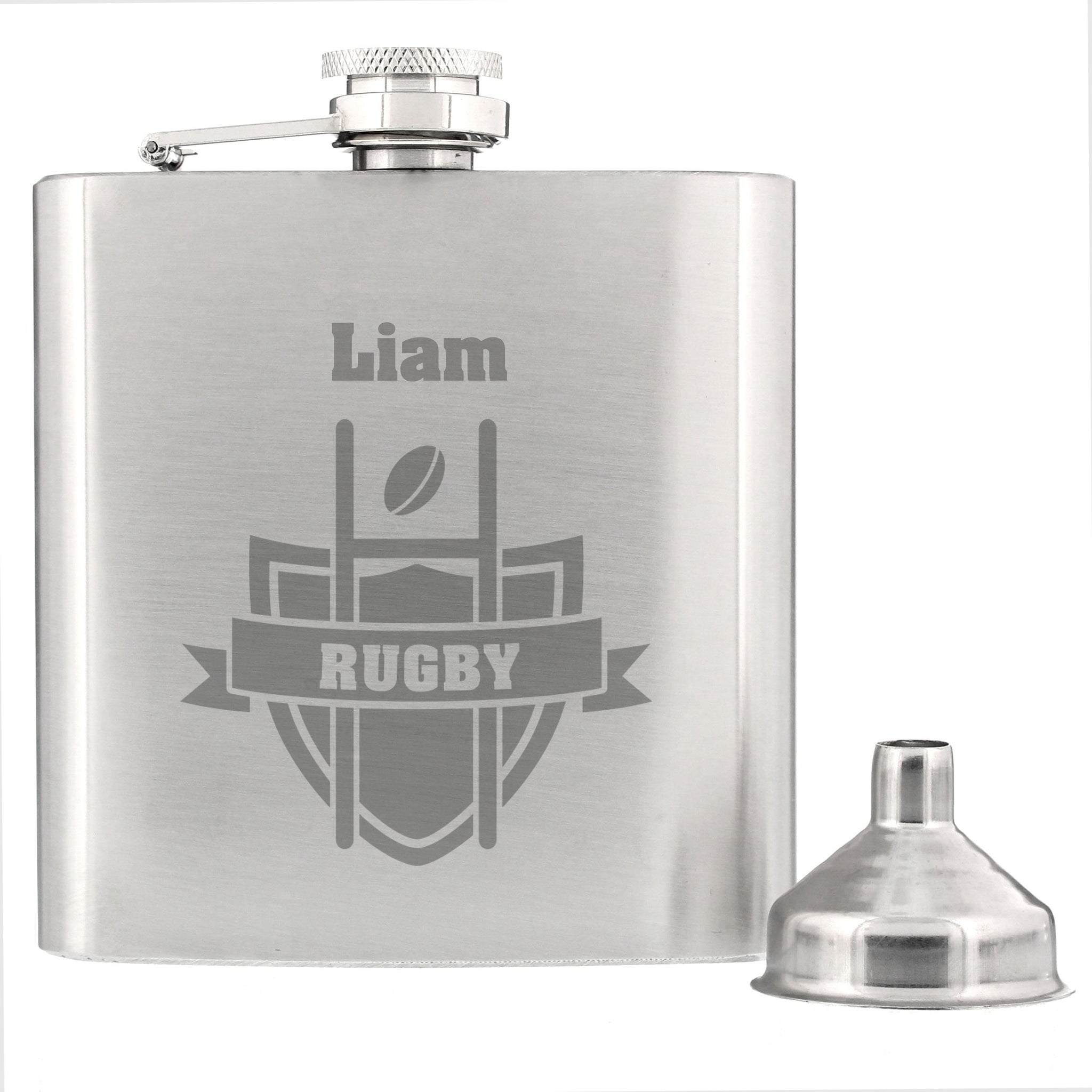 Personalised Rugby Hip Flask: 3 - Hip Flasks By Gift Moments