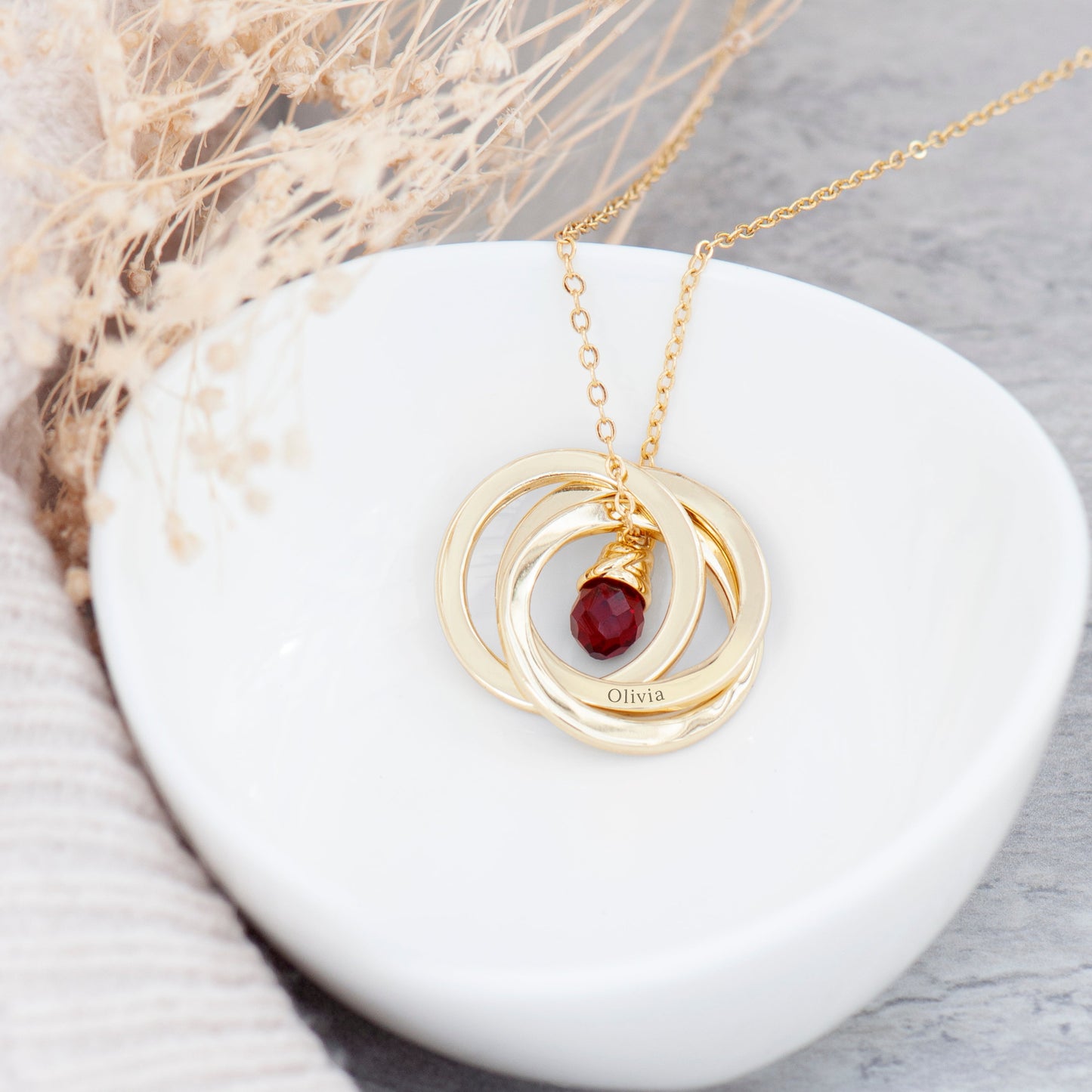 Personalised Russian Ring Crystal Necklaces: 4 - Gold - Necklaces By Gift Moments