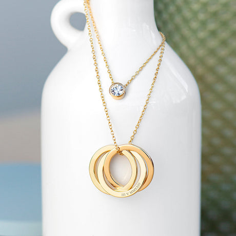 Personalised Russian Ring Layered Necklaces: 1 - Gold - Necklaces By Gift Moments