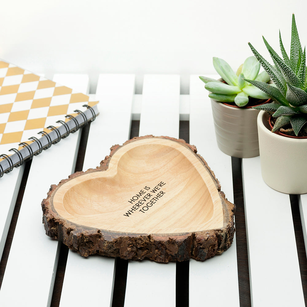 Personalised Rustic Carved Wooden Heart Dish: 6 - Keepsakes By Gift Moments
