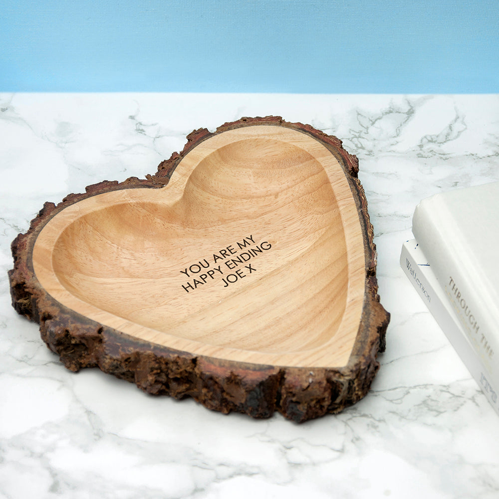 Personalised Rustic Carved Wooden Heart Dish: 5 - Keepsakes By Gift Moments