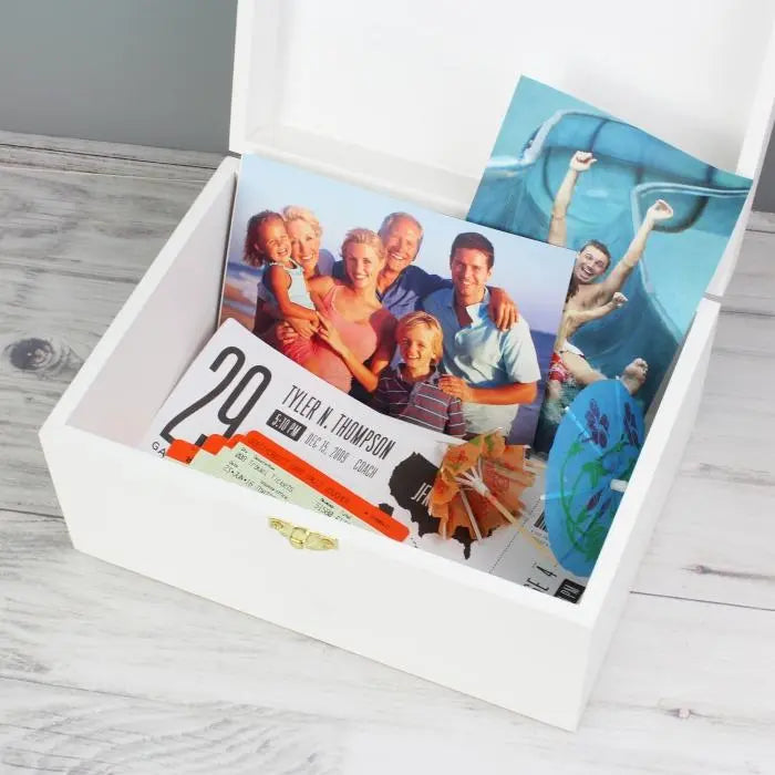 Personalised Rustic Heart White Wooden Keepsake Box: 6 - Keepsake Boxes By Gift Moments