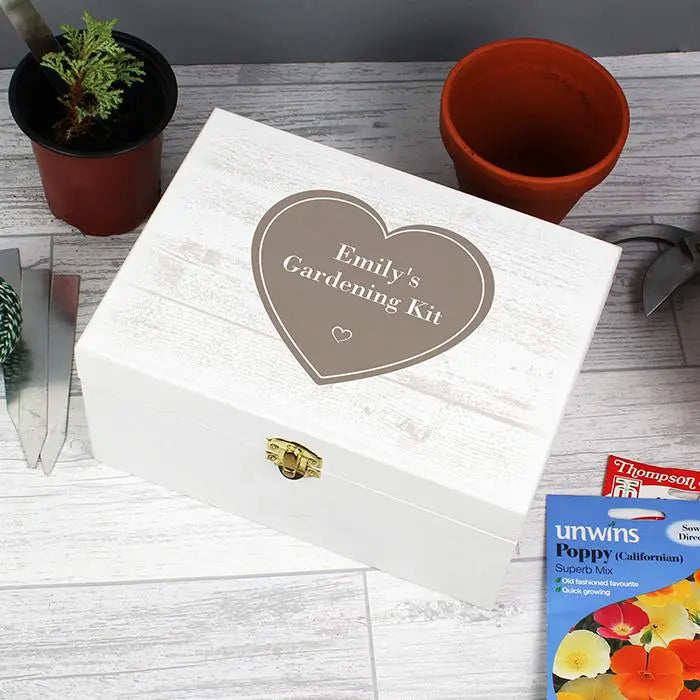 Personalised Rustic Heart White Wooden Keepsake Box: 7 - Keepsake Boxes By Gift Moments