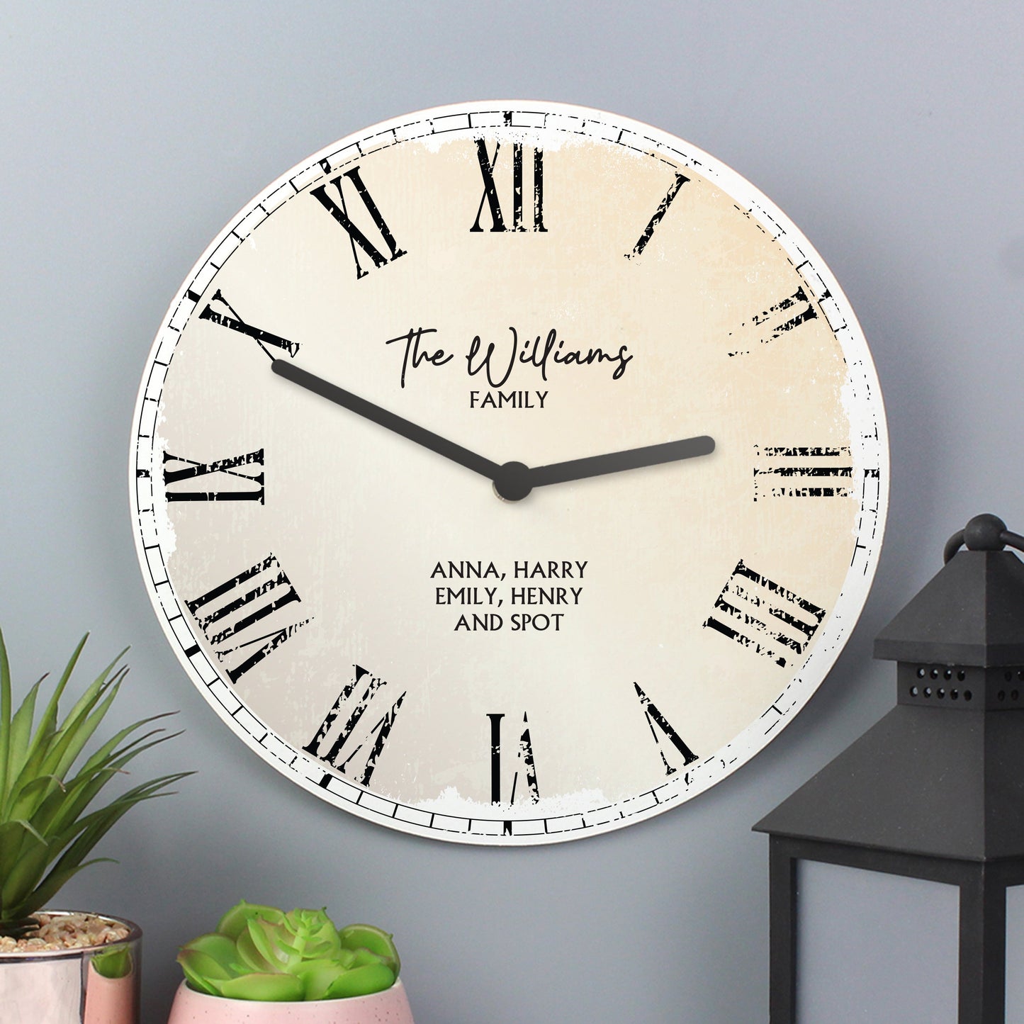 Personalised Rustic Large Wooden Clock: 4 - Clocks By Gift Moments