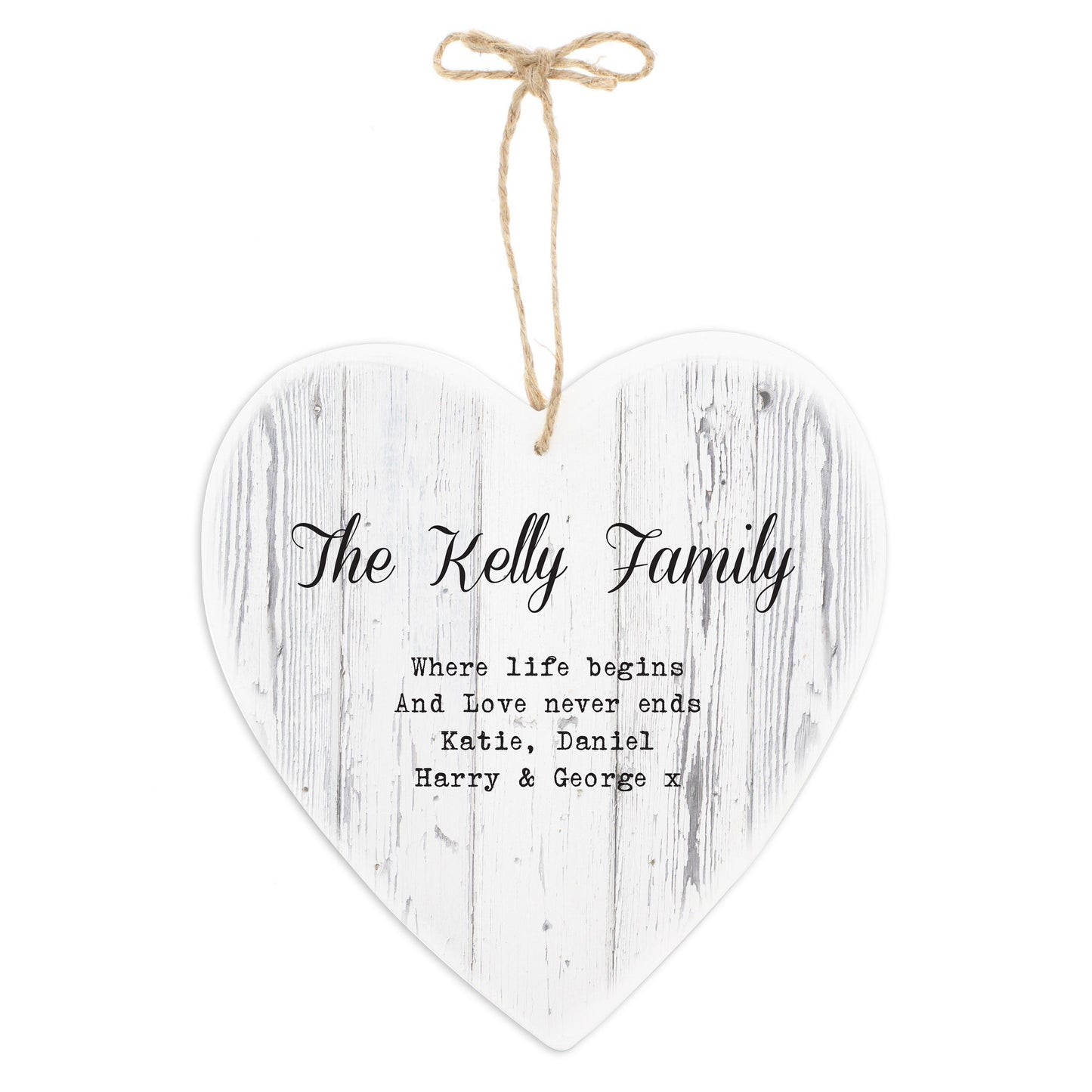 Personalised Rustic Large Wooden Heart Decoration: 7 - Decorations By Gift Moments