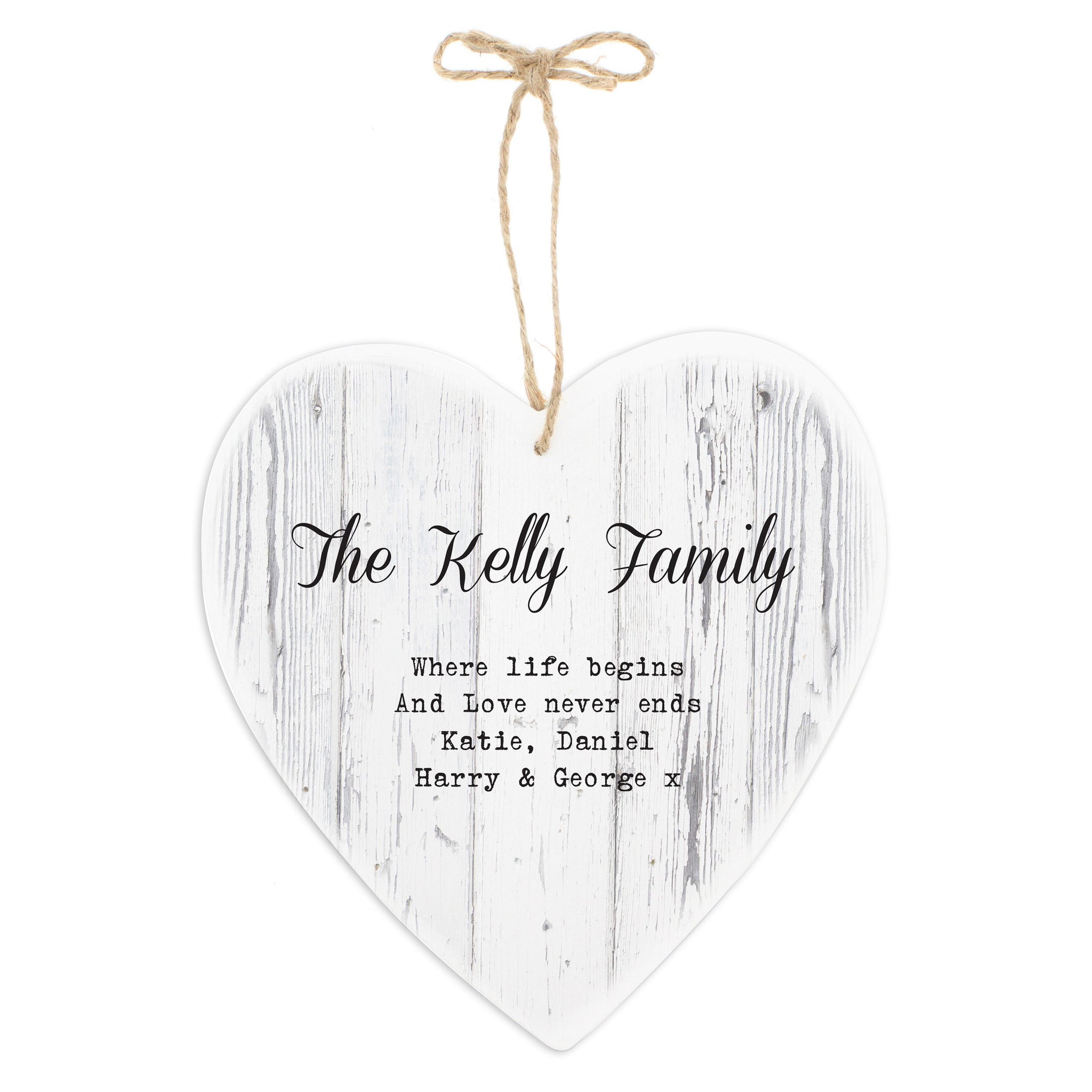 Personalised Rustic Large Wooden Heart Decoration: 7 - Decorations By Gift Moments