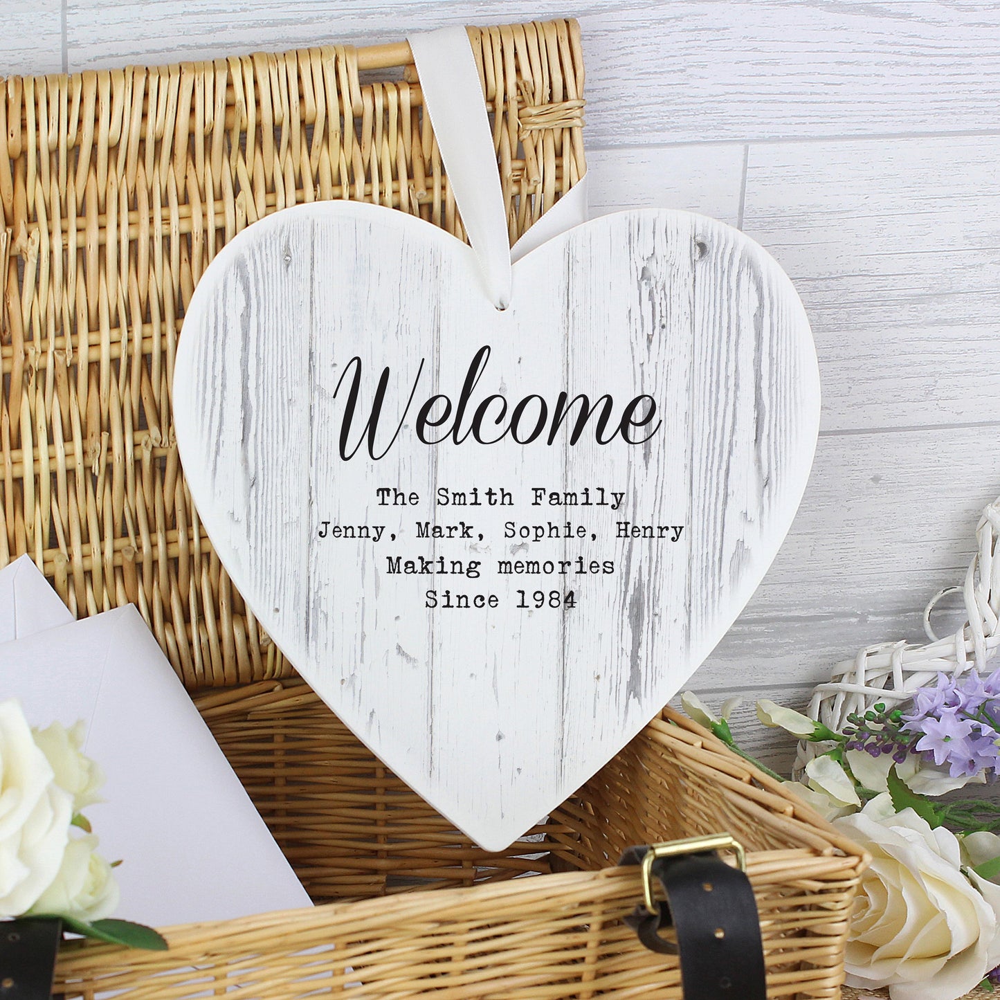 Personalised Rustic Large Wooden Heart Decoration: 5 - Decorations By Gift Moments