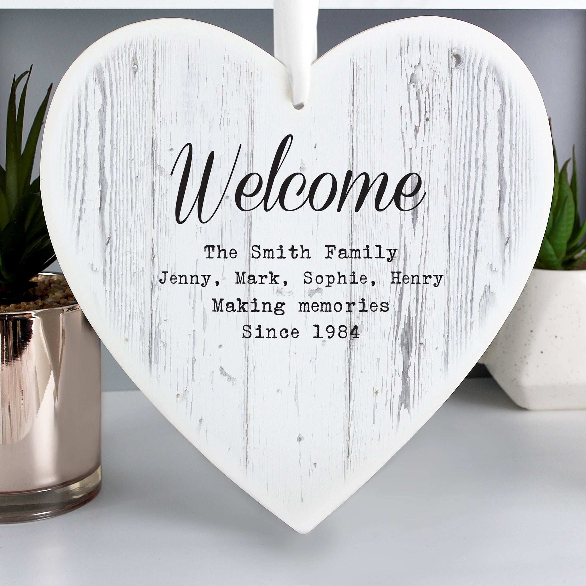 Personalised Rustic Large Wooden Heart Decoration: 4 - Decorations By Gift Moments