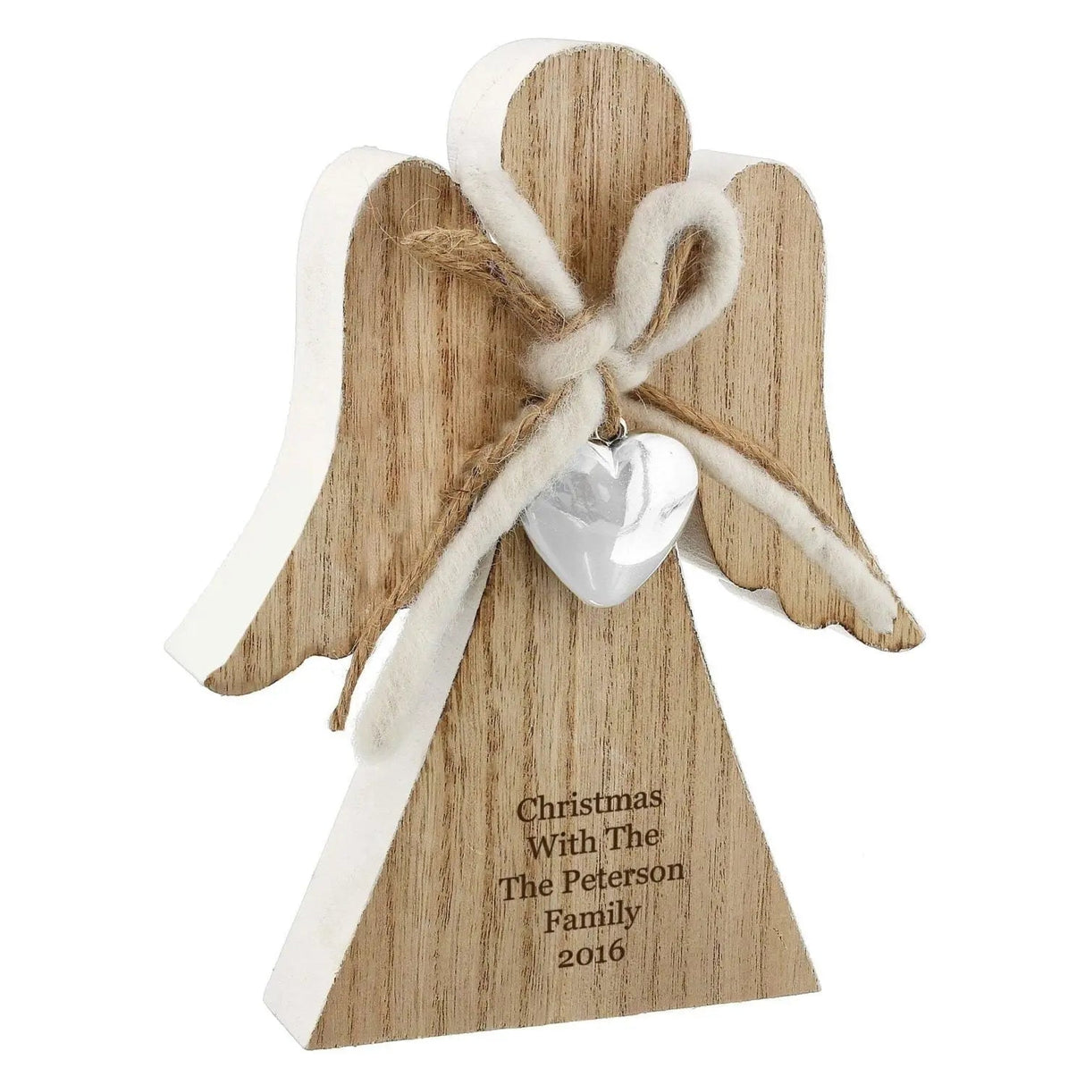 Personalised Rustic Wooden Angel Decoration: 3 - Memorials By Gift Moments